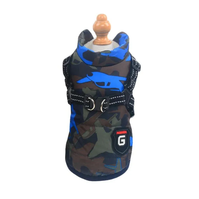 Winter Fleece Dog Jacket with Integrated Harness