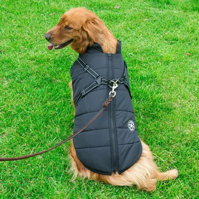 Winter Fleece Dog Jacket with Integrated Harness