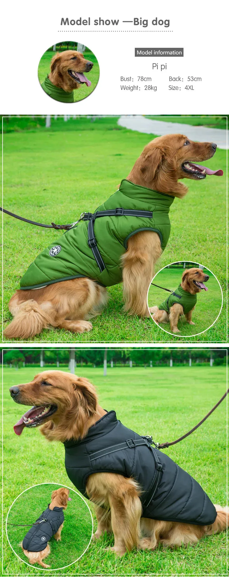 Winter Fleece Dog Jacket with Integrated Harness