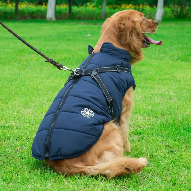 Winter Fleece Dog Jacket with Integrated Harness