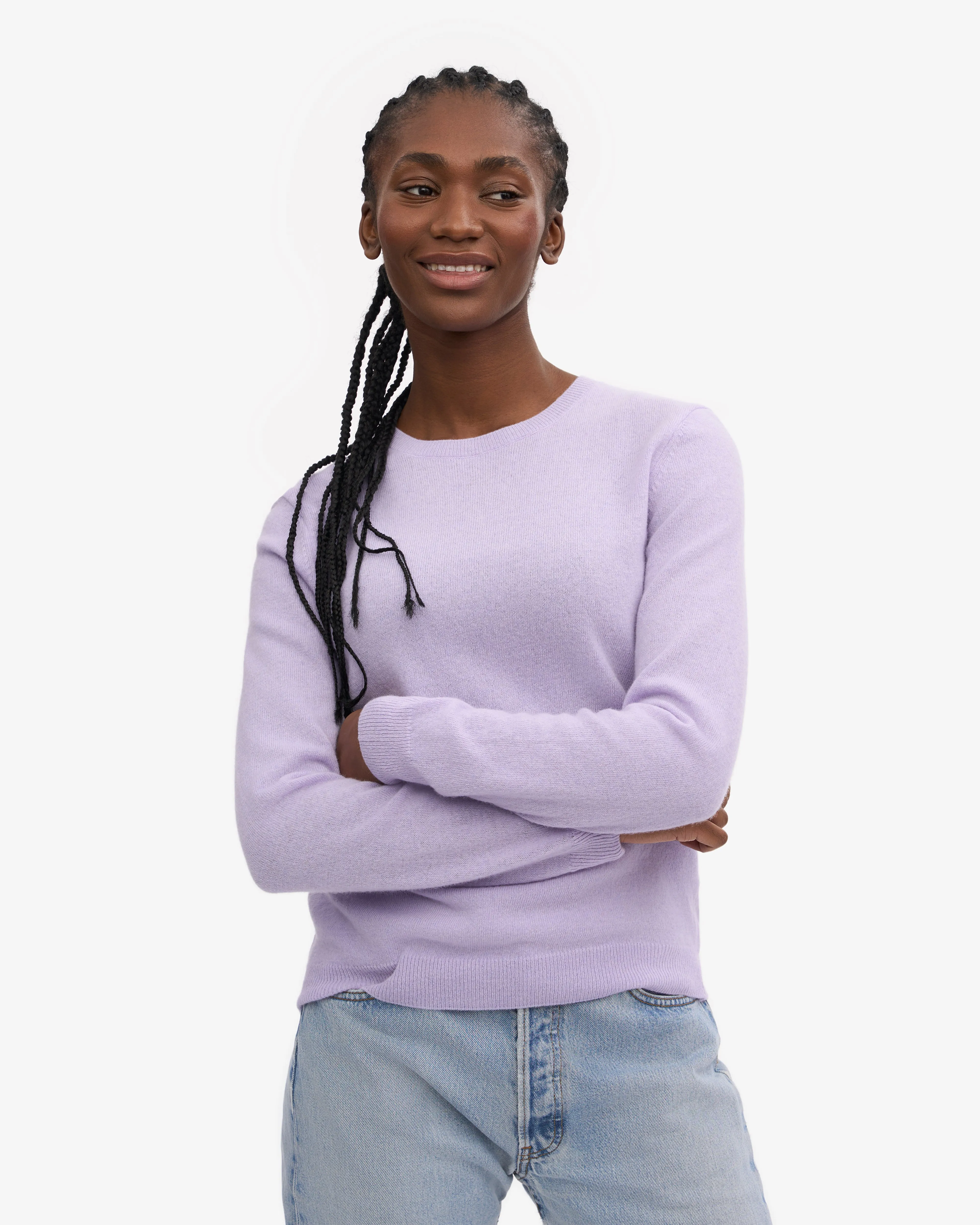 Women Light Merino Wool Crew - Soft Lavender