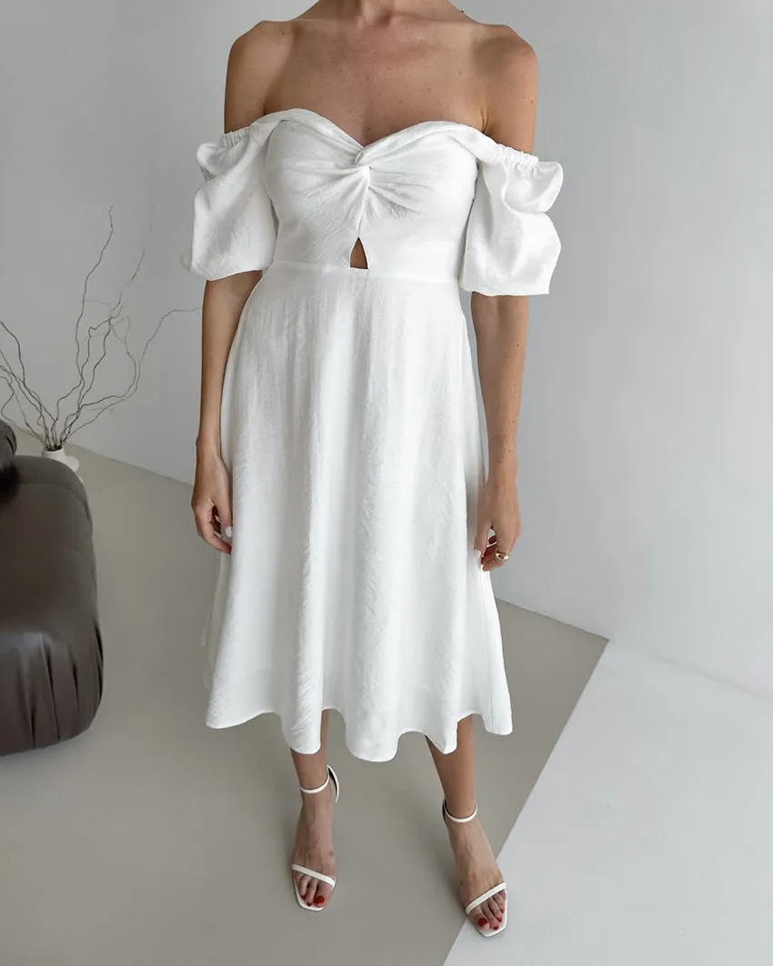 Women's Square Neck Slim Puff Sleeve A-line Dress