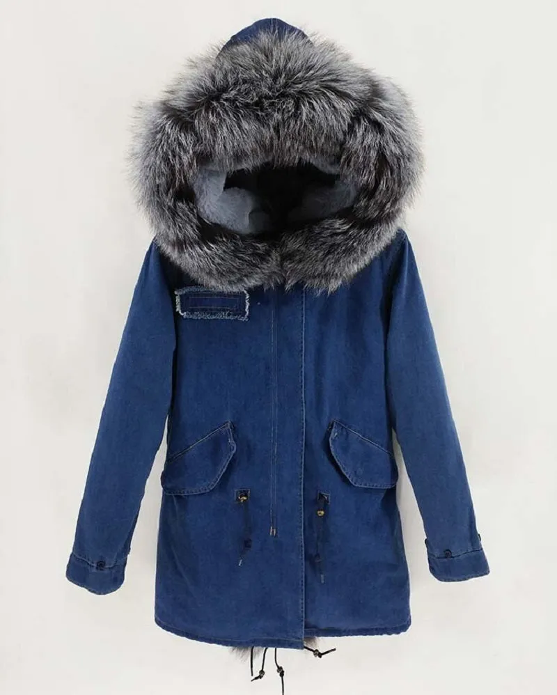 Women's Winter Casual Detachable Thick Parka With Fox Fur