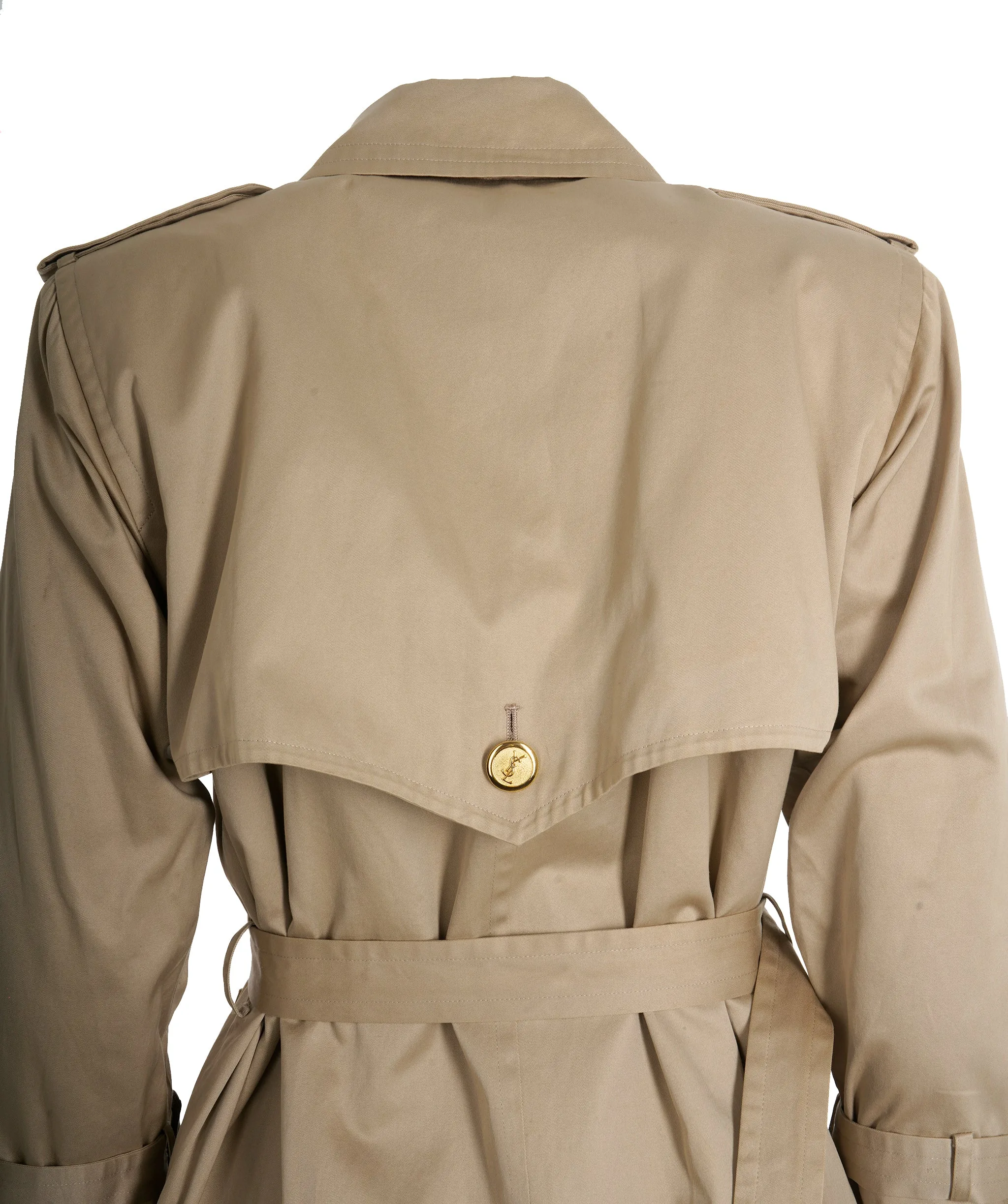 YSL Vintage Beige Detachable Lining Belted Trench Coat DBXS3249