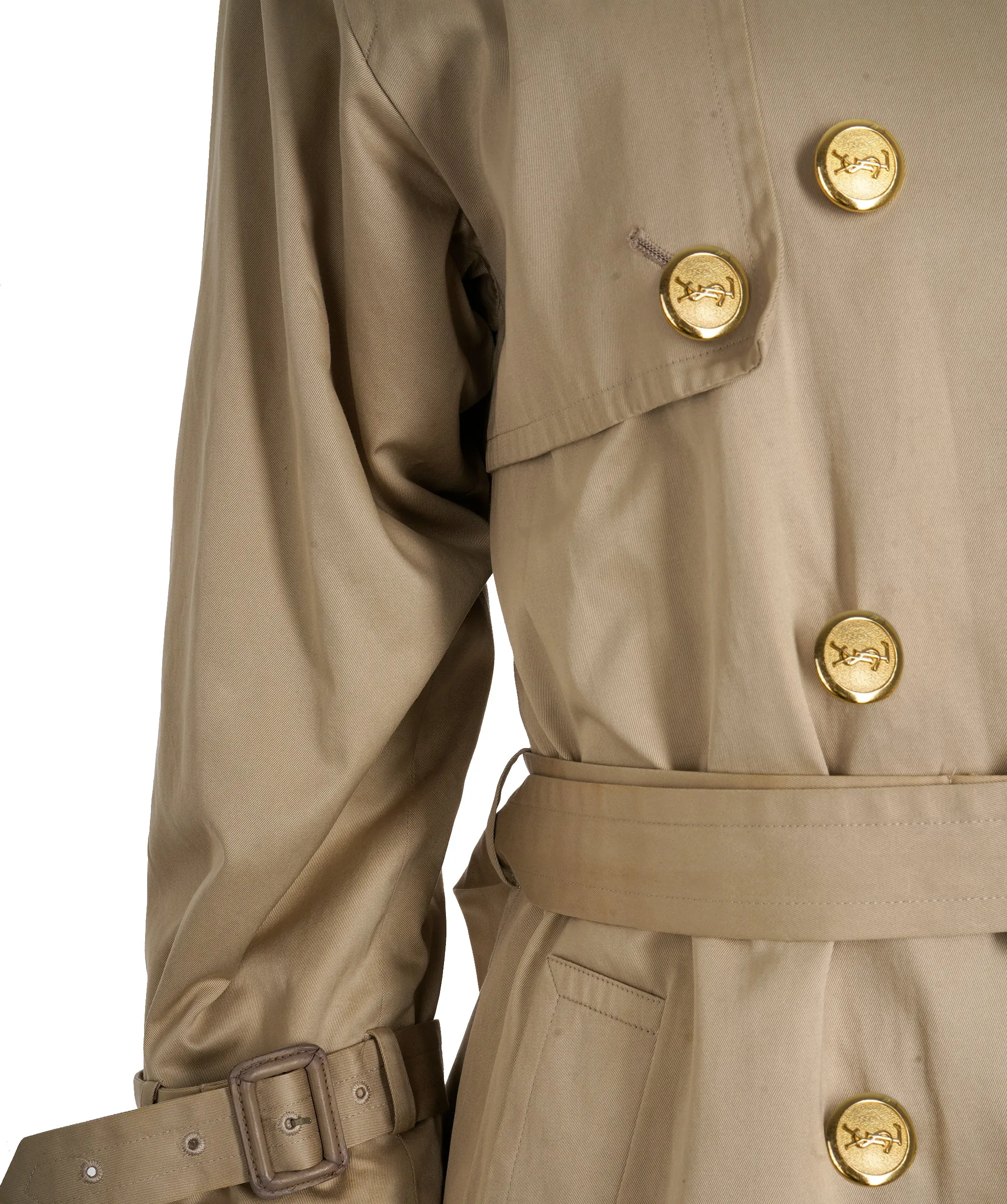 YSL Vintage Beige Detachable Lining Belted Trench Coat DBXS3249