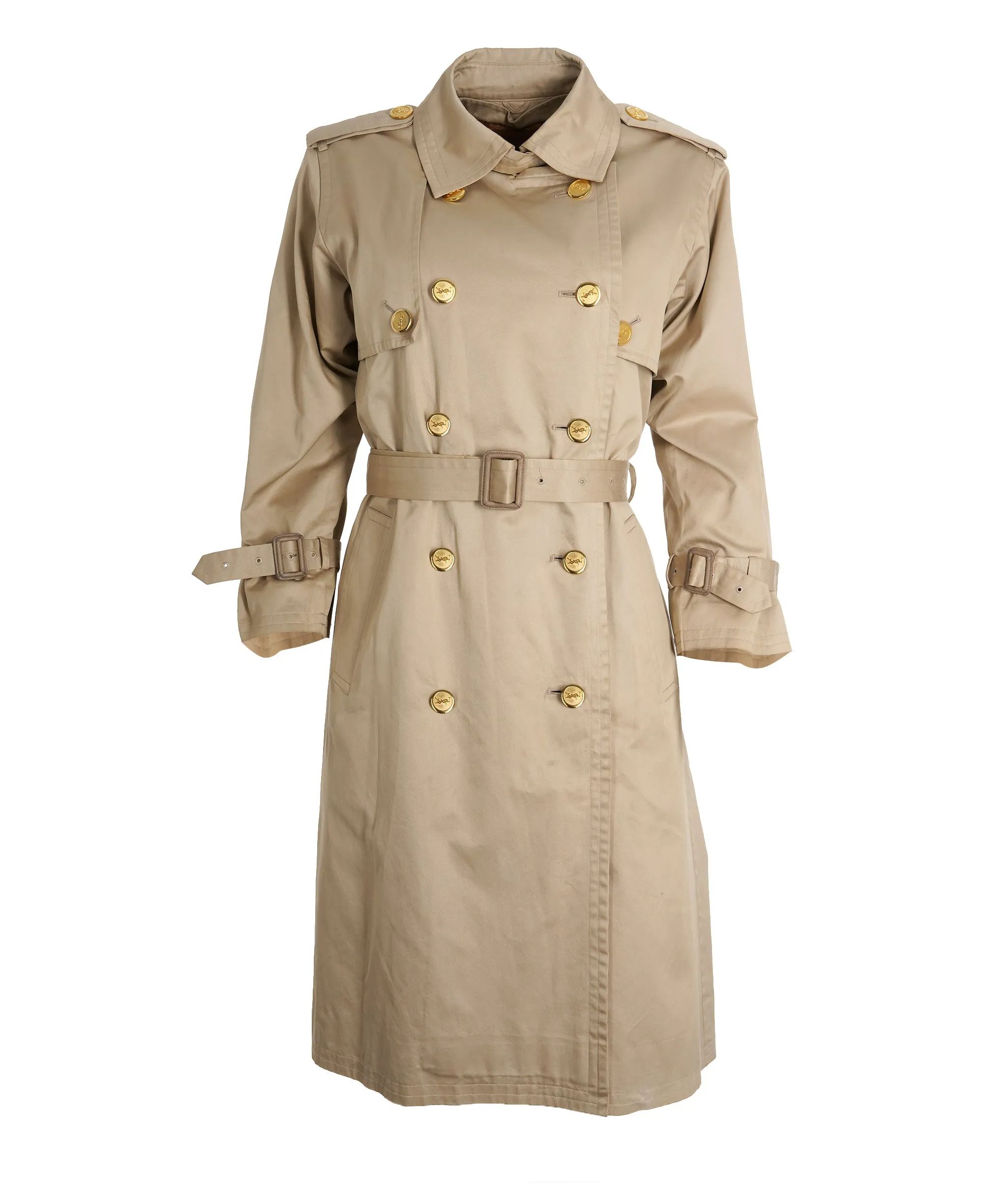 YSL Vintage Beige Detachable Lining Belted Trench Coat DBXS3249