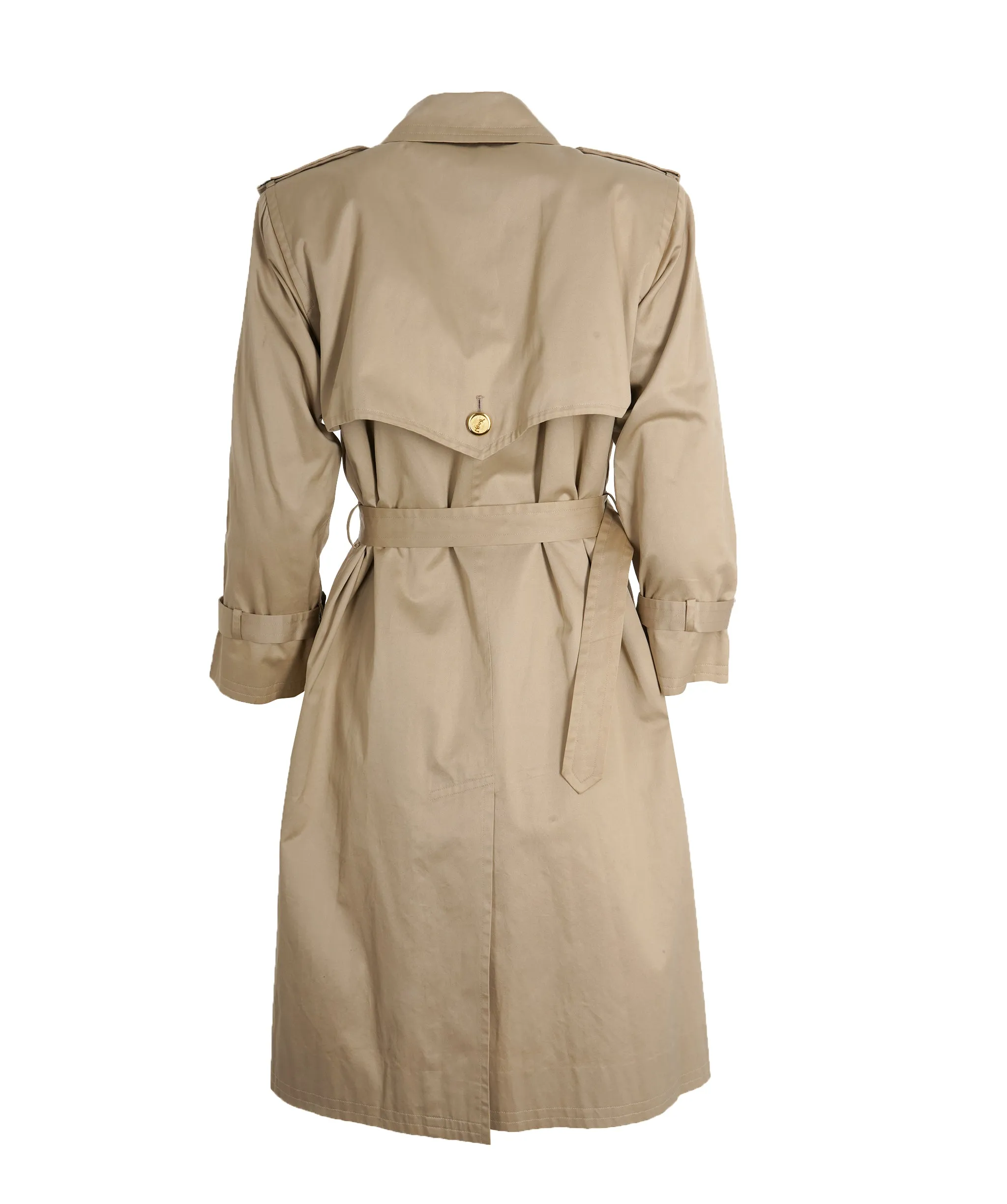 YSL Vintage Beige Detachable Lining Belted Trench Coat DBXS3249