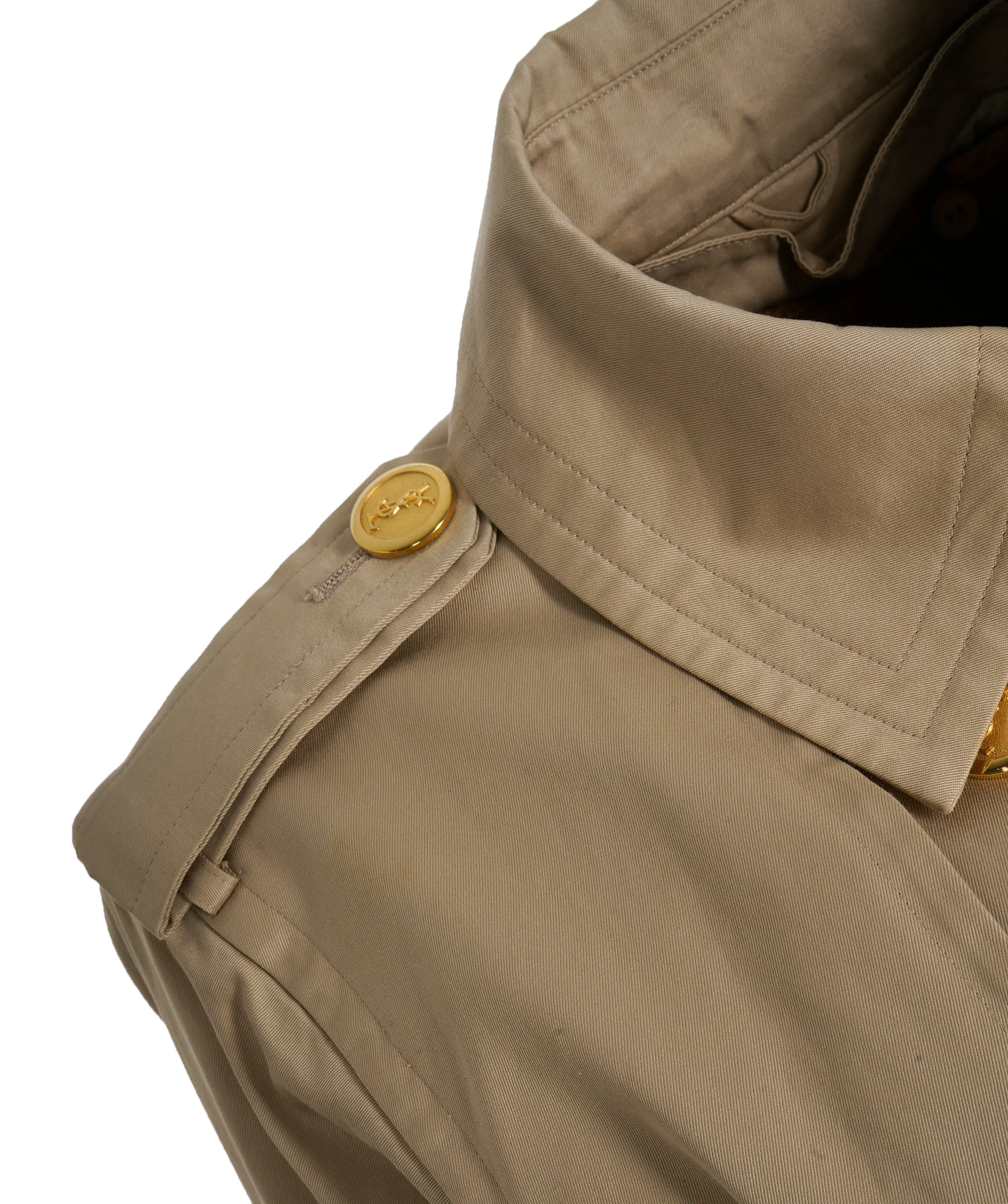 YSL Vintage Beige Detachable Lining Belted Trench Coat DBXS3249