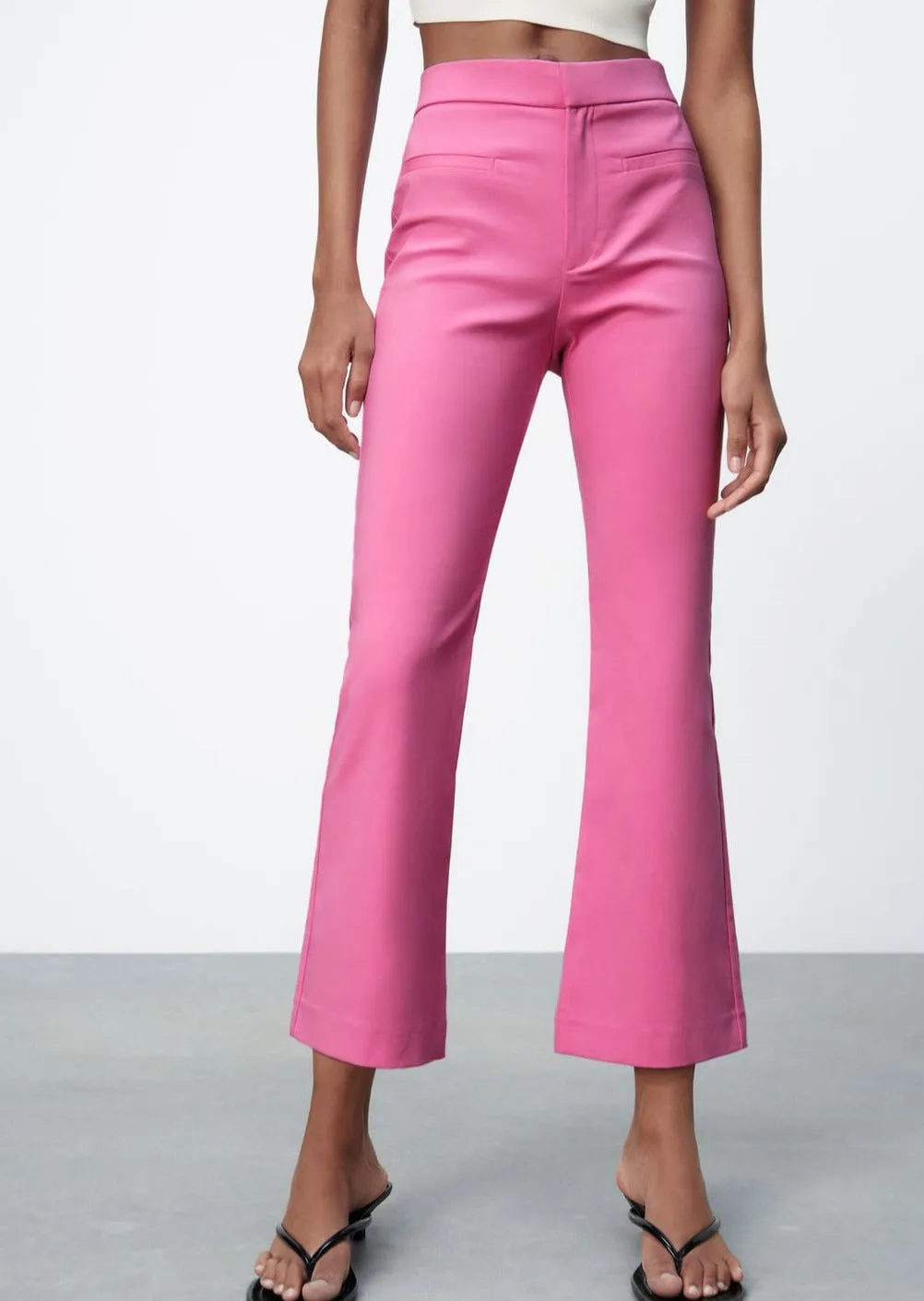 ZARA Women's pants pink cropped flared pants, S