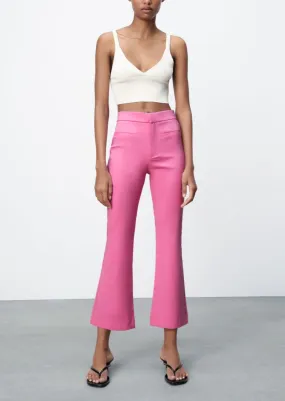 ZARA Women's pants pink cropped flared pants, S
